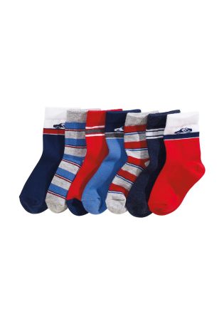 Red/Blue Transport Socks Seven Pack (Younger Boys)